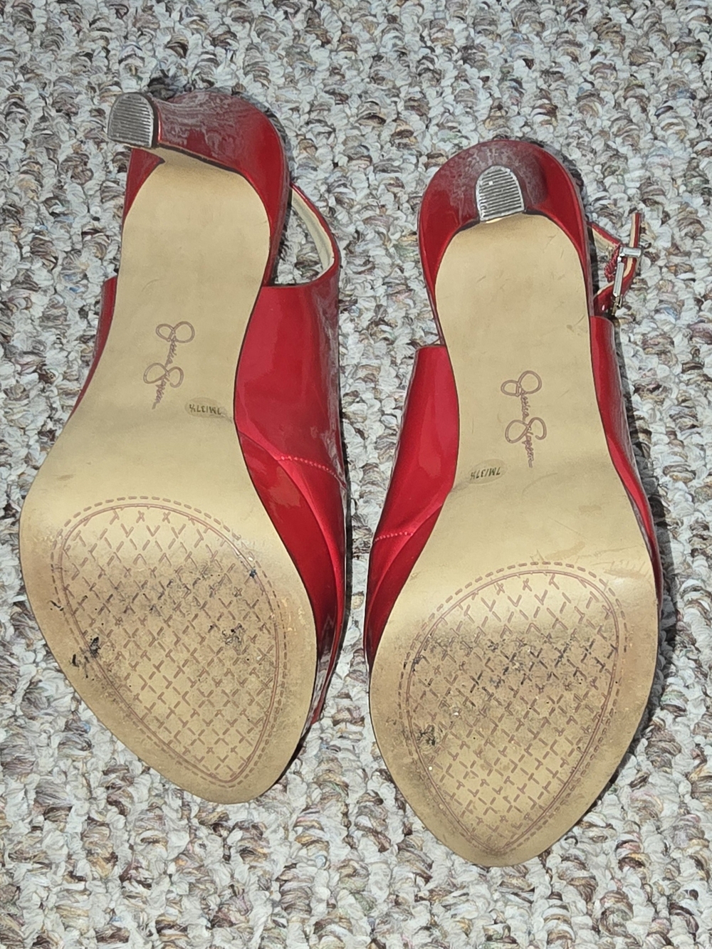 Jessica Simpson Bisano Red Patent Peep-Toe Slingback Heels - Picture 3 of 3